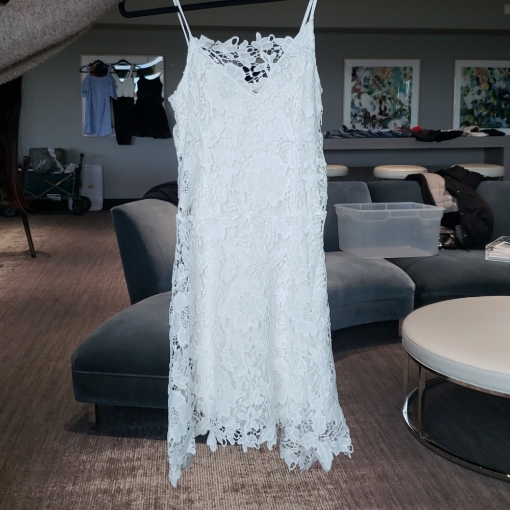 White lace slip dress